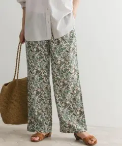 新品◆Sサイズ◆フラワープリントイージーパンツ《GREEN》DOORS ドアーズ