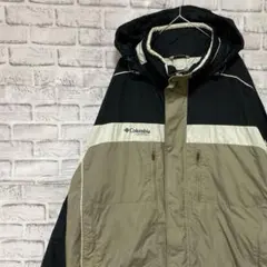 コロンビア　マウンテンパーカー　ベージュ2XL ロゴ刺繍アウトドア0205