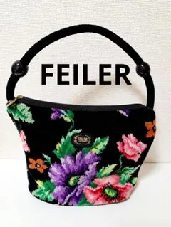 FEILER フェイラー 花柄 刺繍 ハンドバッグ ミニバッグ 極美品