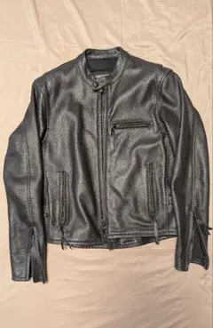 カドヤ K'S LEATHER パンチングレザージャケット 半袖 黒 - メルカリ
