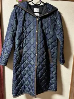キルティングジャケット フード付き ロング丈