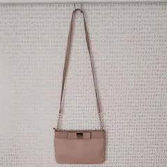 kate spade ショルダーバッグ リボン チェーン ベージュ