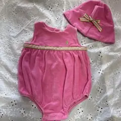 Ralph Lauren ピンクロンパース 9M 帽子付き国内70サイズ