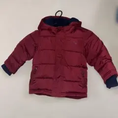 バーガンディ フード付き 中綿コート オールドネイビー 2T
