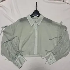 美品♡INGNI 袖リボンシアーシャツ　ミントグリーン