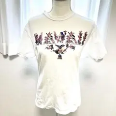 S 【Hanes】 半袖Tシャツ レディース 鳥 花 プリント 白 トップス 夏のサムネイル