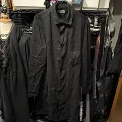 ヨウジヤマモトプールオム リネン ロングシャツコート ブラック サイズ3
