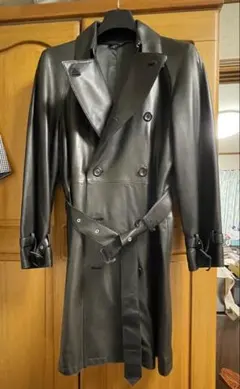 再値下げ！DAKS 黒 レザー トレンチコート
