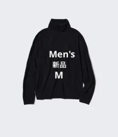 新品◆UNIQLO ユニクロ メンズカシミヤ タートルネックセーター Mブラック