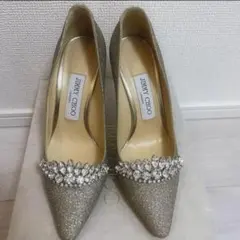 JIMMY CHOO シルバー ビジュー付きパンプス