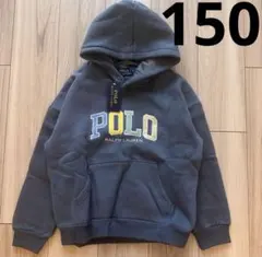 ポロラルフローレン　胸元POLO刺繍グレーブルー裏起毛パーカー150