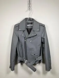 195B【美品】 world exe ライダース グレー L 日本製 ウール混