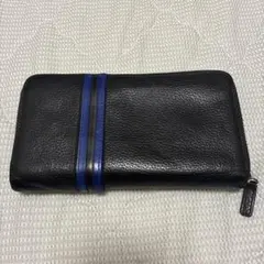 レザー 長財布 黒 ストライプデザイン