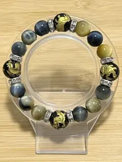 44.黒瑪瑙四神とタイガーアイのブレスレット