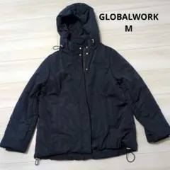 美品　GLOBALWORK フード取り外し可能　中綿 M ネイビー　紺×ゴールド