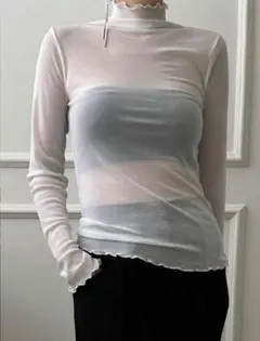 新品 Lサイズ 無地タートルネック スリムフィットインナーシャツ ホワイト