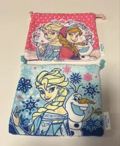 ディズニー アナと雪の女王 タオル生地巾着ポーチ2点セット