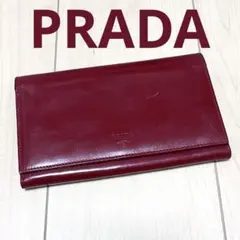 PRADA プラダ 長財布 ボルドー レッド エナメル 財布