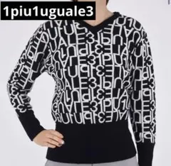 【美品】1PIU1UGUALE3 / 113総柄ロゴ Vネック
