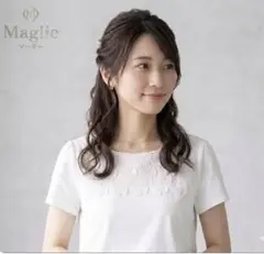 美品！Maglie マーリー レース 切り替え カットソー ブラウス 白 半袖のサムネイル