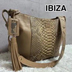 極美品✨IBIZA ショルダーバッグ パイソン レザー タッセル A4 ベージュ
