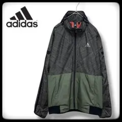 アディダス 裏起毛 ウインドブレーカー M オリーブ adidas 【古着】