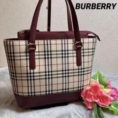 BURBERRY ハンドバッグ　トートバッグ ノバチェック　キャンバス　レザー
