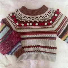 個性的 カラフル　ニット セーター　rurumu ハンドメイド 手編み