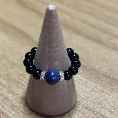 天然石・ビーズリング・ラピスラズリ・オニキス・1945