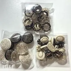 アンティークビーズセット 白 黒 透明 ゴールド アクセサリーパーツ まとめ売り