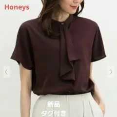 新品　Honeys　ボウタイブラウス　L