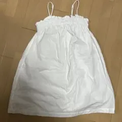 H&M ホワイト ミニ キャミワンピ フリル