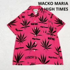 美品 ワコマリア HIGH TIMES マリファナ柄 アロハシャツ ピンク Lのサムネイル