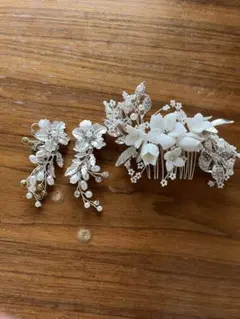 ウェディング用髪飾りイヤリングセット