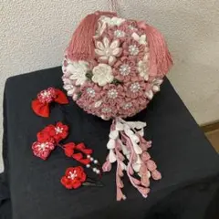 ちりめん細工　ボールブーケ　髪飾り　七五三　お祝い　ハンドメイド