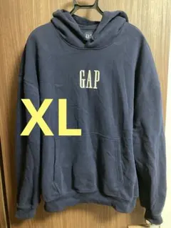 GAP 刺繍 ロゴ パーカー XL ネイビー 裏起毛 オーバーサイズ