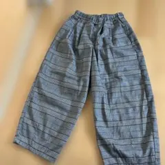 ワイドパンツチェック柄 ロングパンツ 130cmキッズ