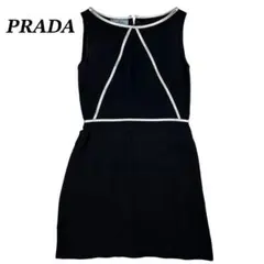 PRADA プラダ ワンピース ブラック ノースリーブ シルバーライン 44のサムネイル