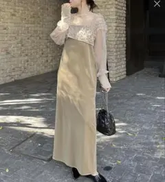 【CAPRICIEUX LE'MAGE】チュールフリルベロアワンピース