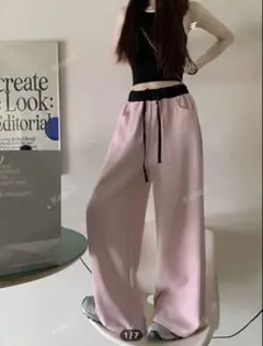 SHEIN ピンク パンツ スエット ワイドパンツ