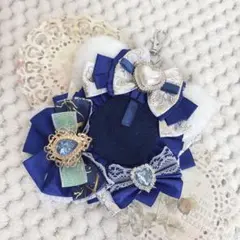 白 青 痛ロゼット　猫耳　くま耳　ハンドメイド　ガーリー　量産　地雷 王冠