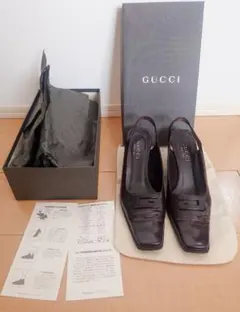 【希少/極美品】GUCCIグッチパンプスGロゴ箱、専用袋、用紙完備のサムネイル