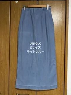 UNIQLO ユニクロ デニムジャージーナローロングスカート ライトブルー Sのサムネイル