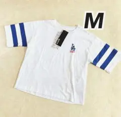 MLB ドジャース レディース 袖ラインTシャツ オフホワイト Mのサムネイル