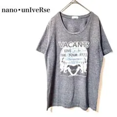 ナノユニバース　Ｔシャツ　Ｌ　グレー　プリント　無地　シンプル　ヴィンテージ風のサムネイル