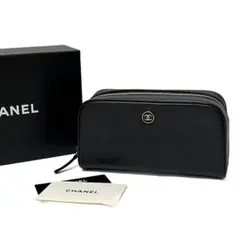 CHANEL シャネル コスメポーチ ココボタン レザー ブラック 美品