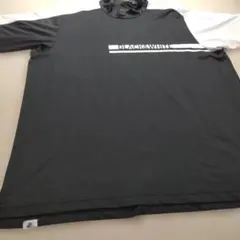 ブラック&ホワイト モックネックシャツLL