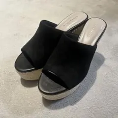 ESPERANZA 黒 スエード ウェッジサンダル 約10cmヒール