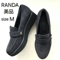 美品☆RANDA ランダ ゴールドパーツ チャンキーヒールローファー厚底 黒 Mのサムネイル
