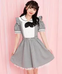 シークレットハニー リボンタイ付バイカラーワンピース